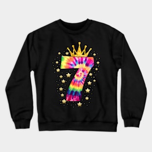 Colorful Tie Dye Number Year Old Girls 7th Birthday Crewneck Sweatshirt